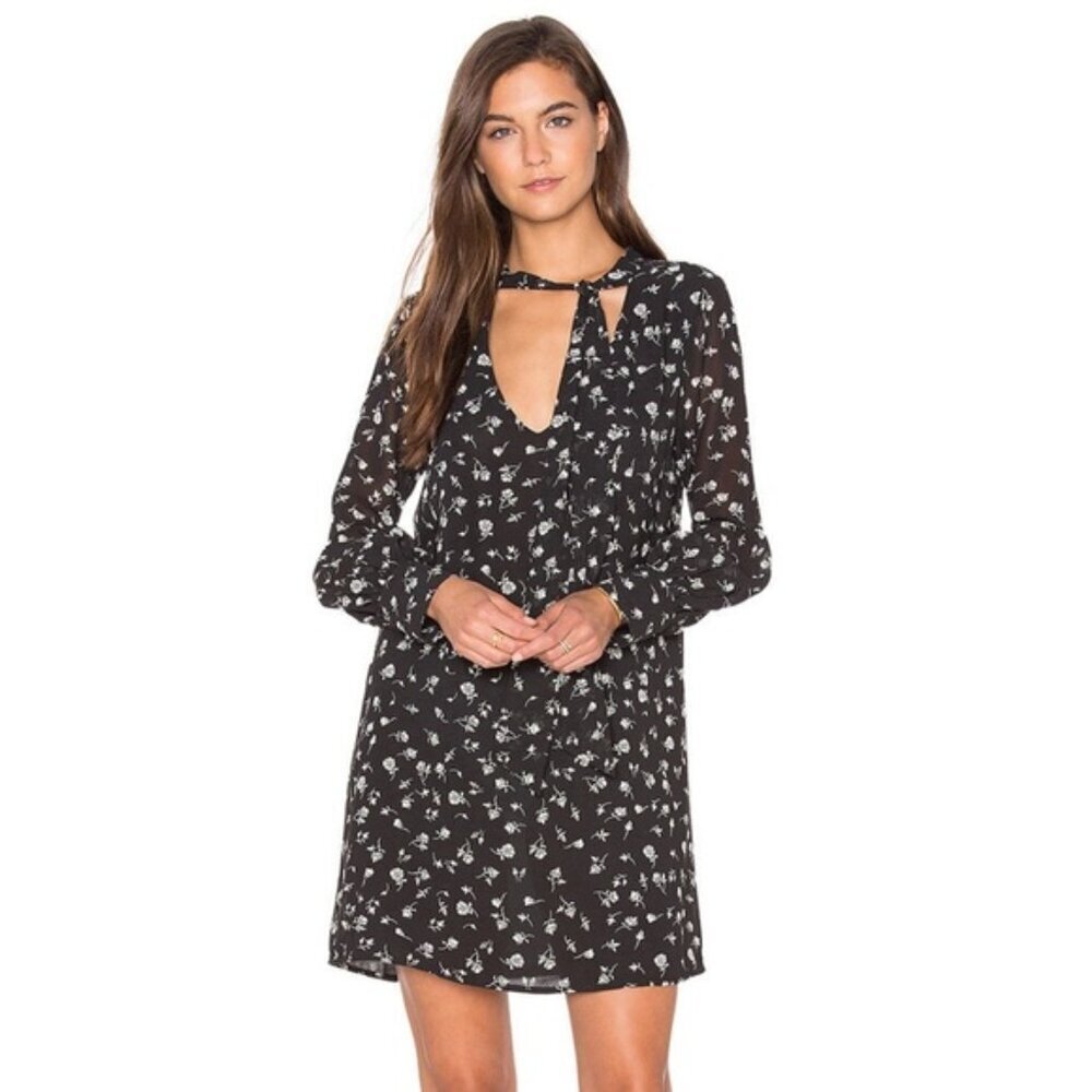 Wildfox Black Floral dress  long sleeve size S made in USA